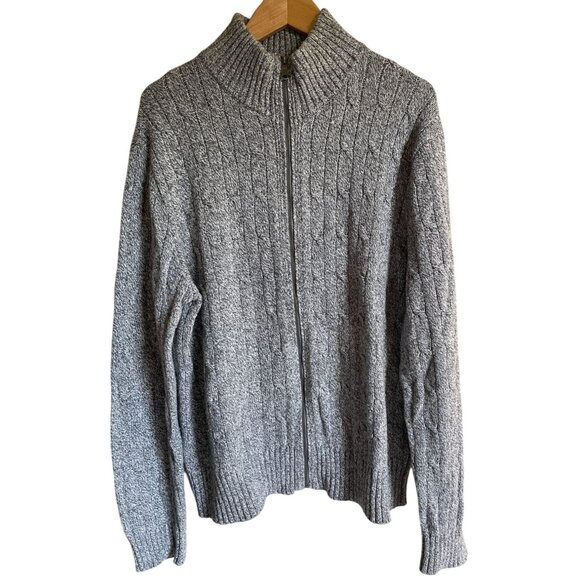 Banana Republic Factory Gray Mock Neck Full Zip Cardigan Sweater Size Large Wool - Picture 1 of 9